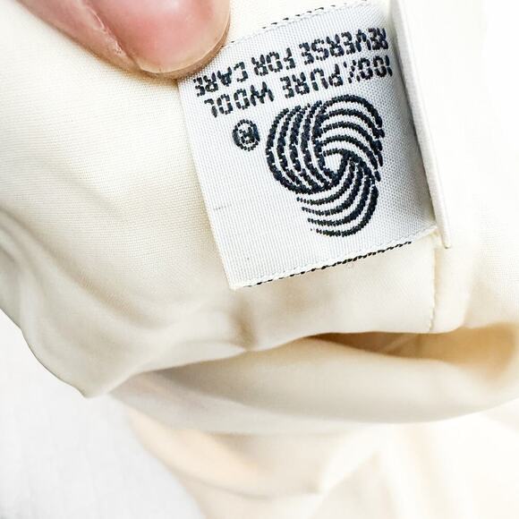 Albert Nipon Contrast Yellow Trim Beige Shift Dress Wool Size 4 - Picture 6 of 7